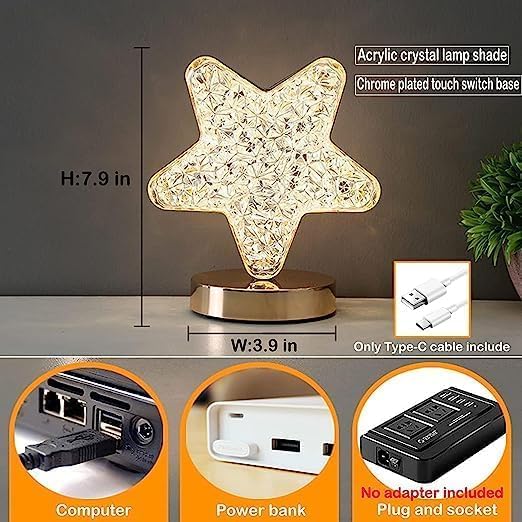 Star Crystal Lamp with Romantic LED Glow