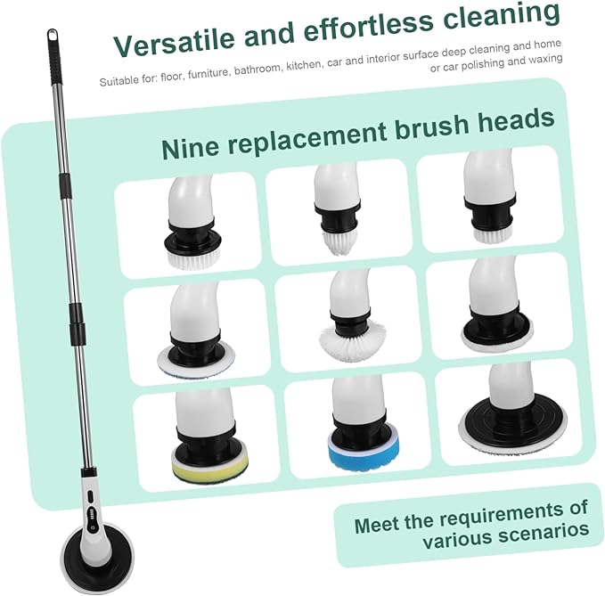 9 in 1 Rechargeable Electric Spin Cleaning Brush with Multiple Heads