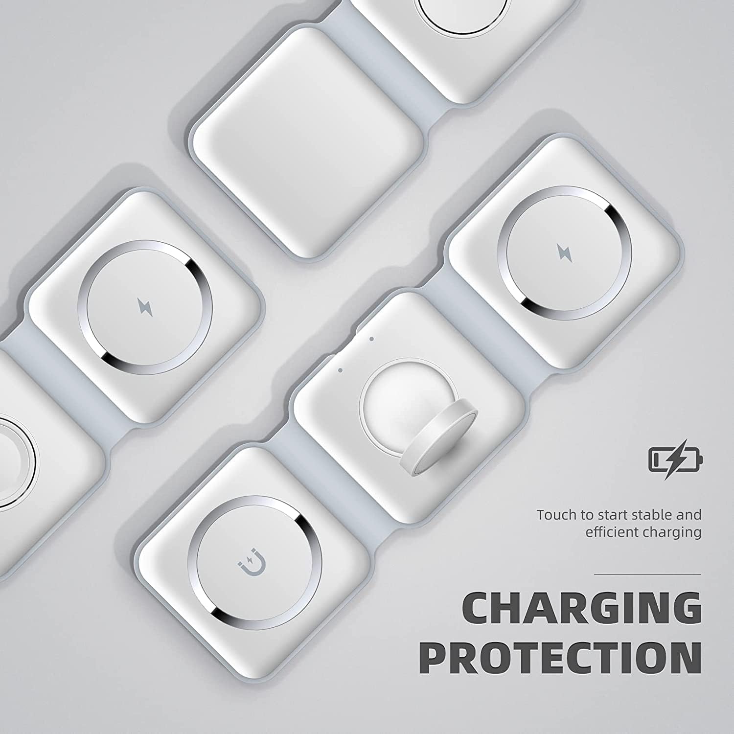3 in 1 Wireless Charging Pad Power Up Phone, Watch & Earbuds