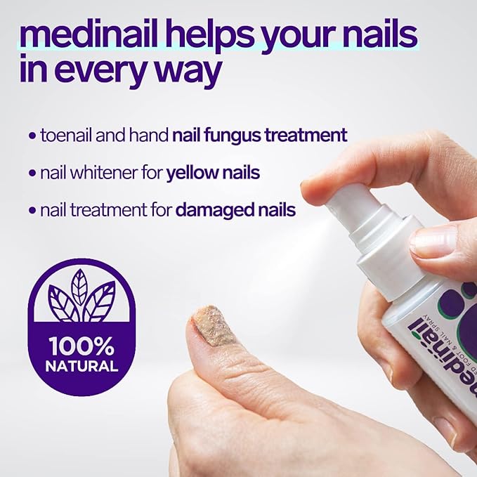 Medinal Nail Fungus Spray Fast Natural Treatment for Fungal Infections & Yellow Nails