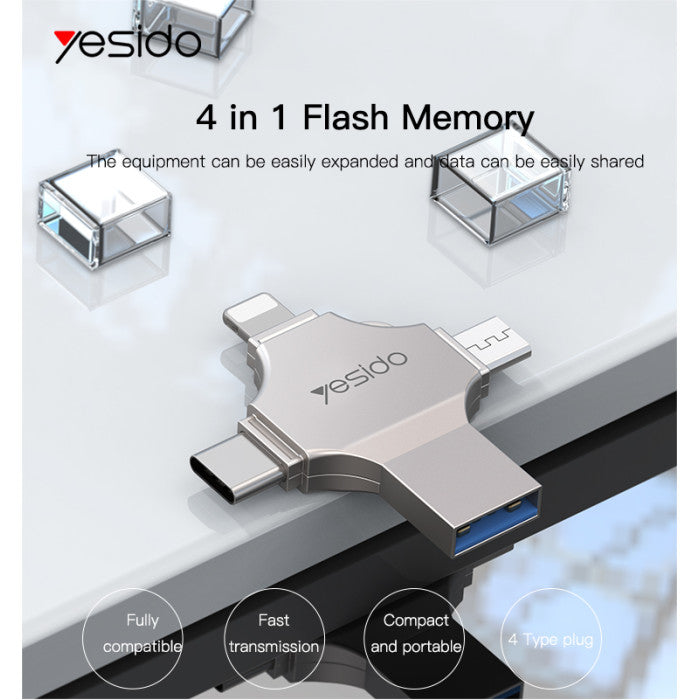 4-in-1 USB Charging Cable – Micro, Type-C, iOS, USB-A