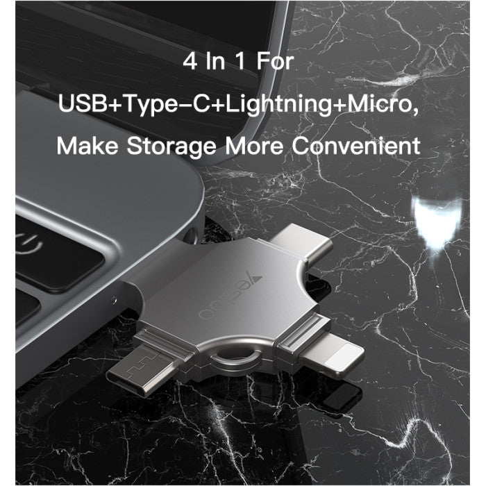 4-in-1 USB Charging Cable – Micro, Type-C, iOS, USB-A