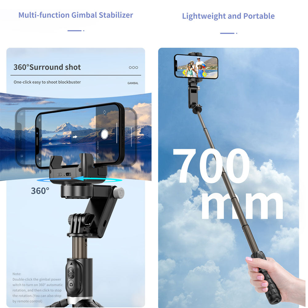 3-in-1 Gimbal: Stabilizer, Light & Tripod