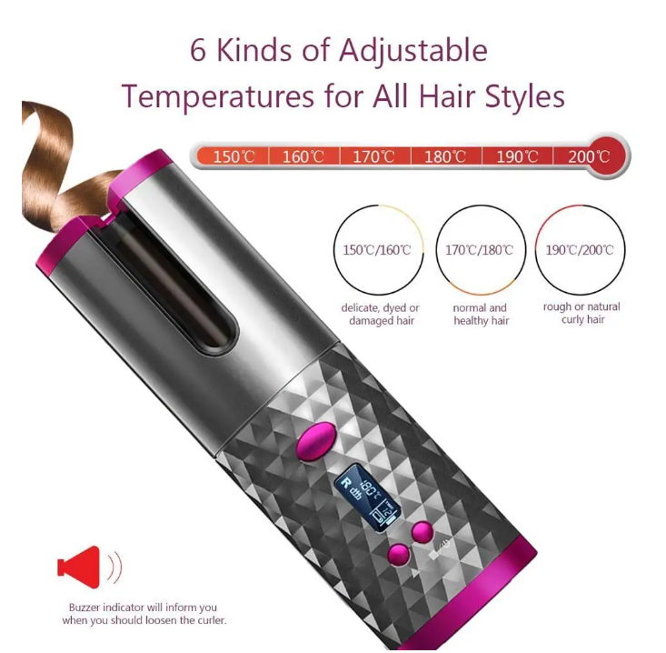 Cordless Auto Rotating Hair Curler Heat & Style