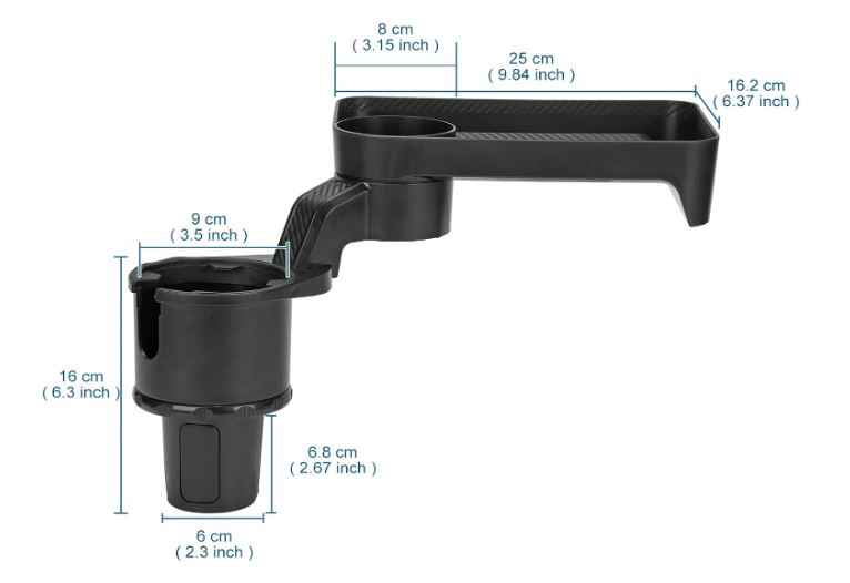 Dual Car Cup Holder with 360 Rotation and Expanding Base