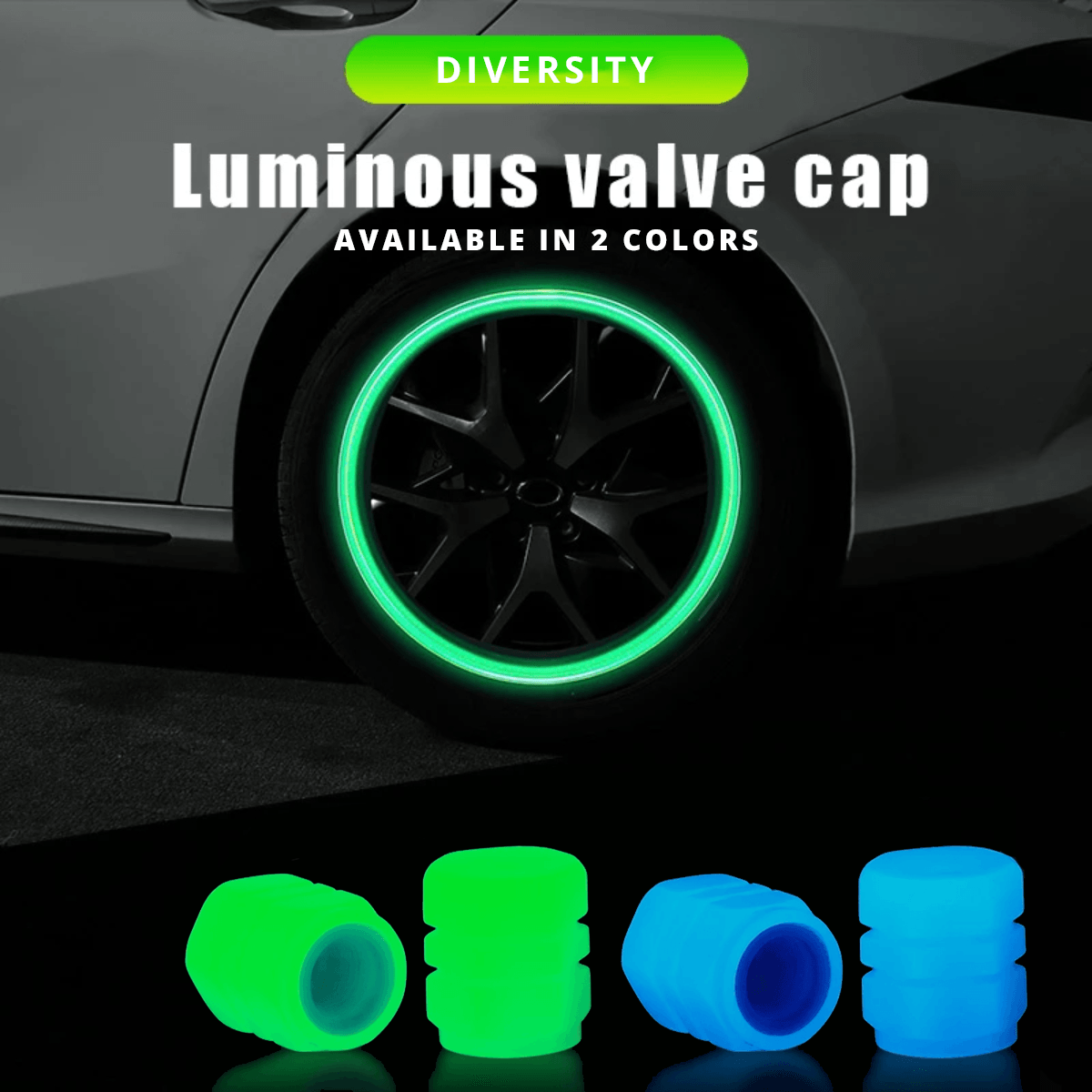 LED Light Tire Valve Caps for Nighttime Car Styling