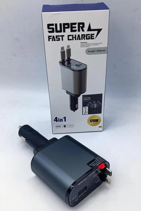 4 in 1 Retractable Fast Charger One Cable All Devices
