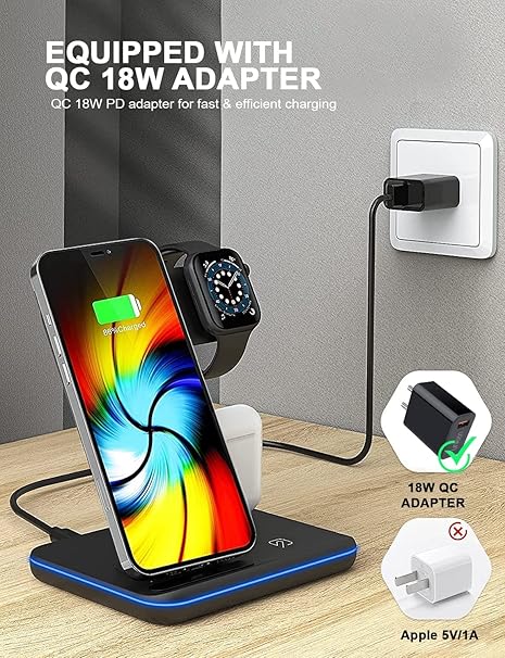 3-in-1 Wireless Charging Station For Phone, Smartwatch & AirPod