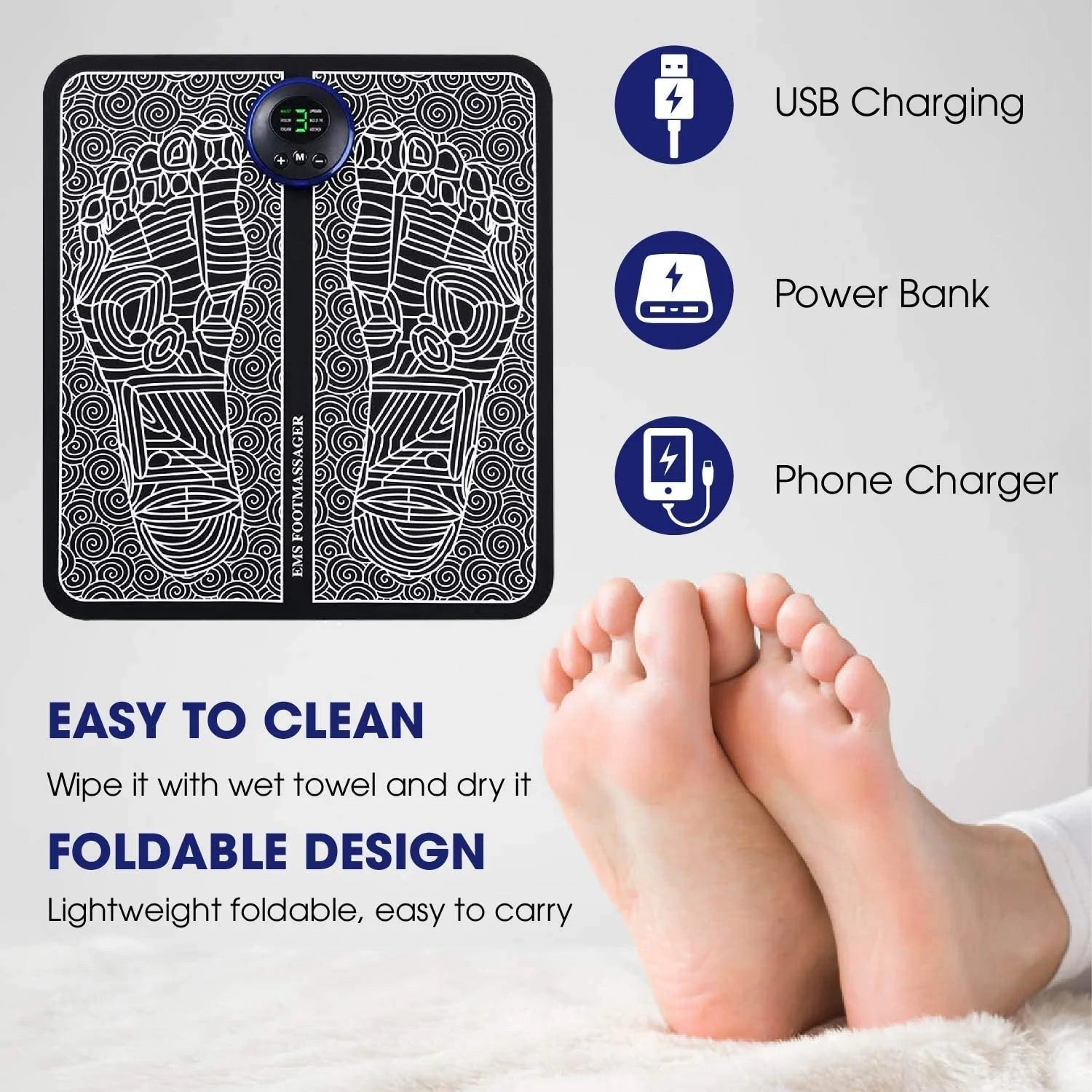 EMS Electric Foot Massager Mat Relax & Relieve Pain