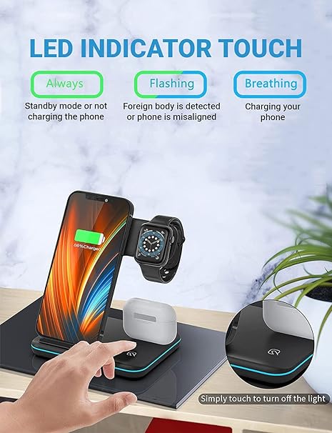 3-in-1 Wireless Charging Station For Phone, Smartwatch & AirPod
