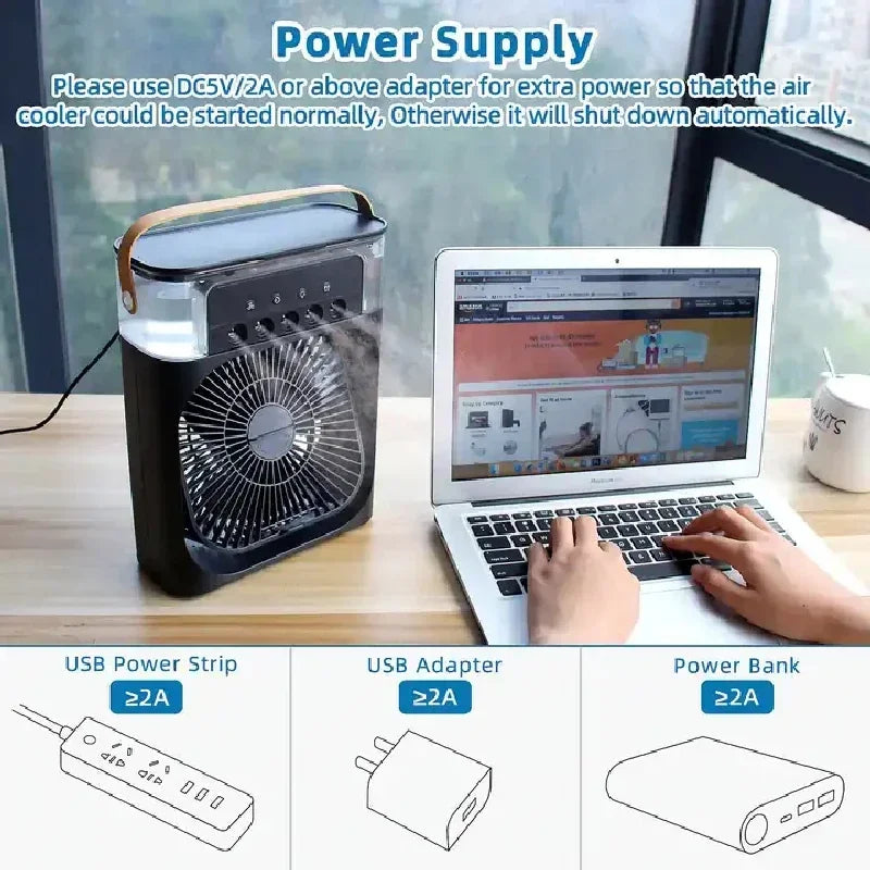 Portable 3 in 1 Mini Air Cooler for Home Office and Travel