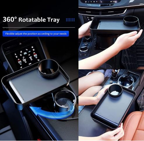 Dual Car Cup Holder with 360 Rotation and Expanding Base