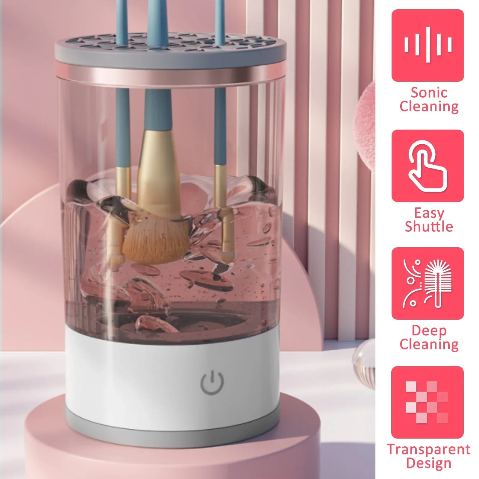 Electric Makeup Brush Cleaner & Dryer Automatic 360° Deep Cleaning Tool